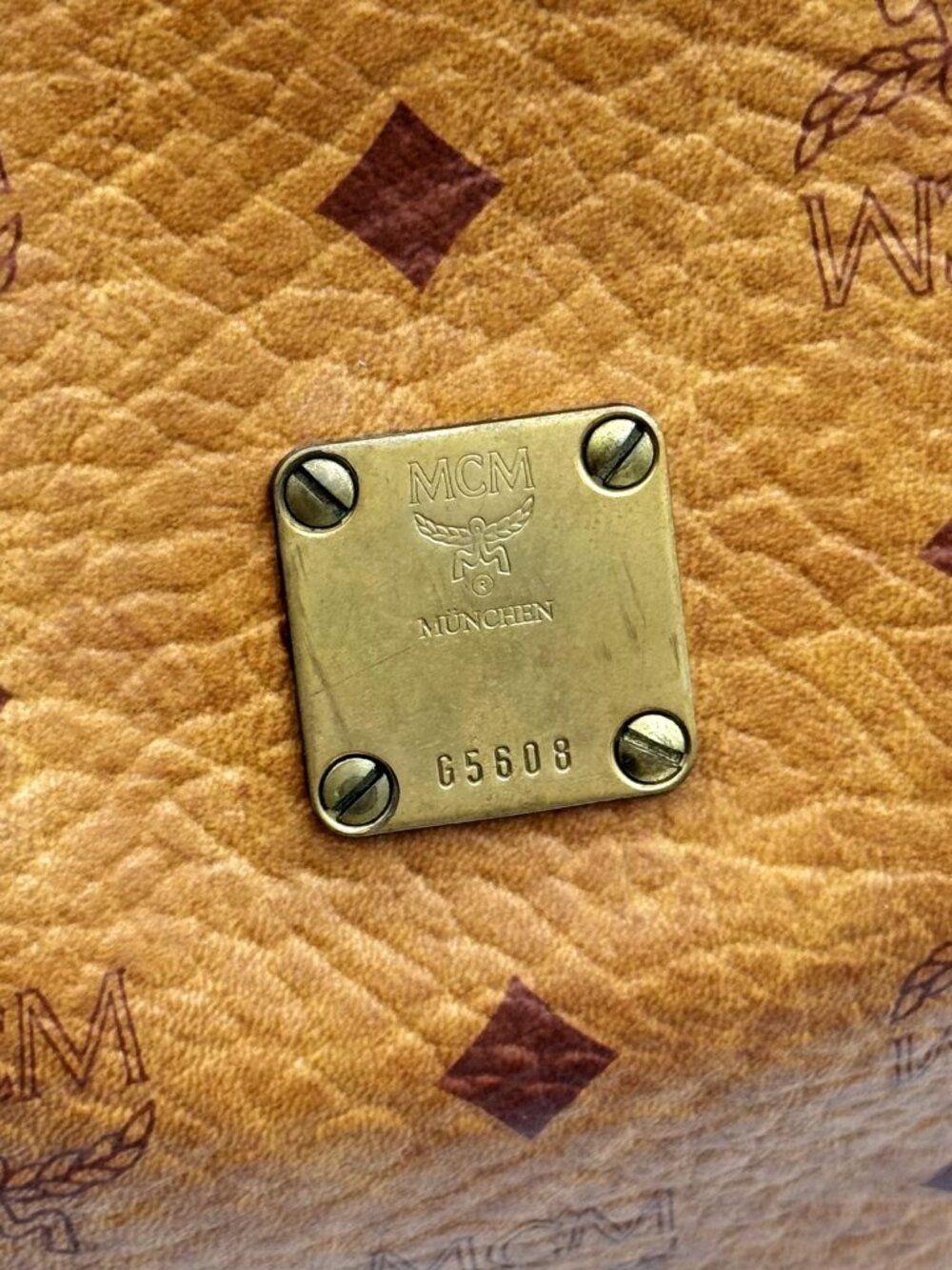 MCM Visetos Brown Cognac Large Hobo Shoulder Bag Logo Monogram Vintage - Picture 13 of 13